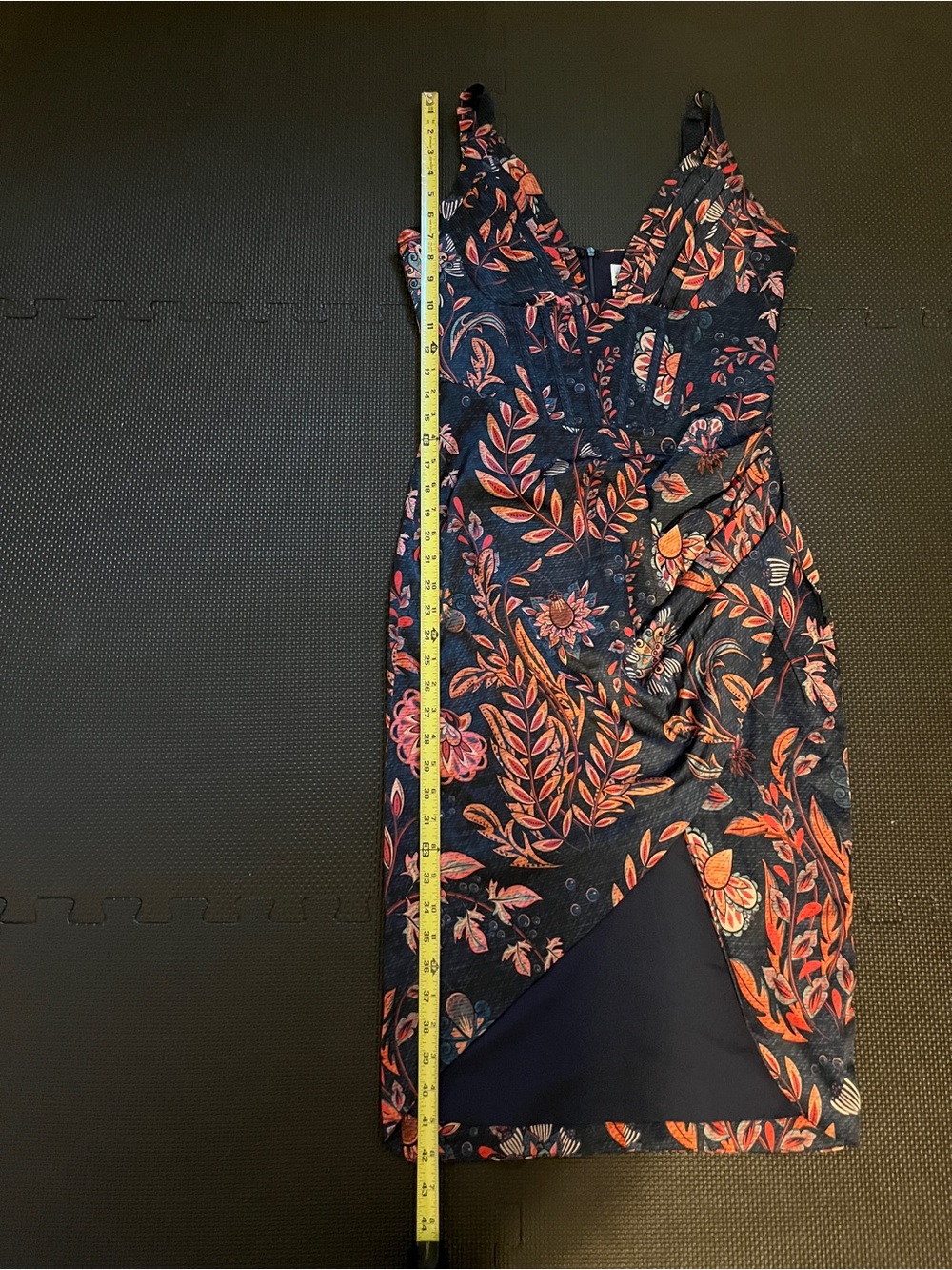 Averie Like New Halley Draped Midi Dress Flowery Print on Cobalt Blue Small - Picture 4 of 7